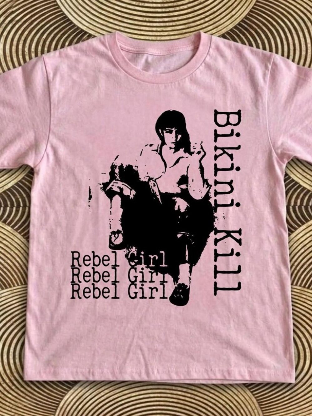 Bikini Kill Rebel Girl Graphic Tee Light Pink Shirt